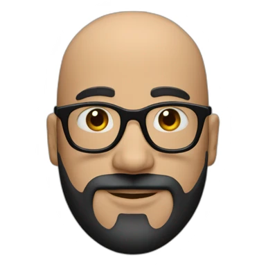 Bald man with black glasses and sparsely populated black beard sticker