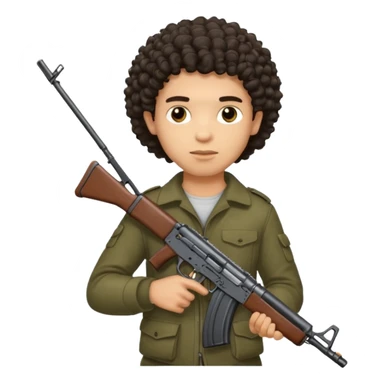 AK47 in hand, light skin male with curly hair  sticker