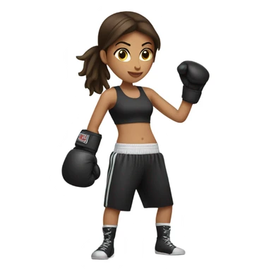Brunette white girl wearing boxing gloves sticker