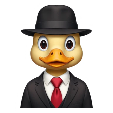 duck wearing a black red tall hat and tie  sticker