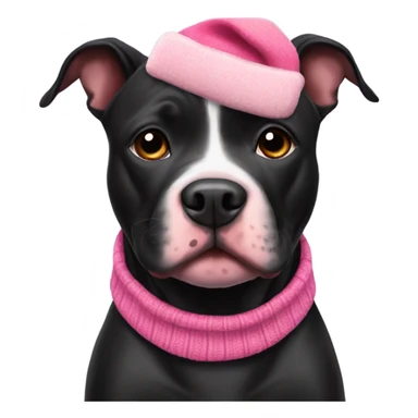 Black pitbull with pink Christmas sweater sticker