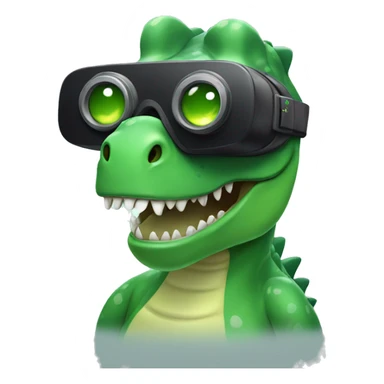 party green dino wearing vr headset sticker