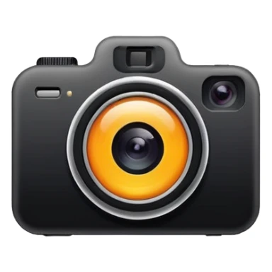 Minimalistic flat vector icon, iOS style, thin black contour on white background. Smartphone with a camera lens symbol. No text, no shadows.
 sticker