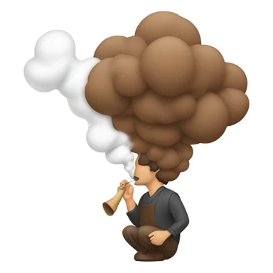 man blowing brown smoke sticker