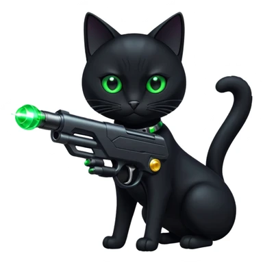 Black Cat with a giant laser gun sticker