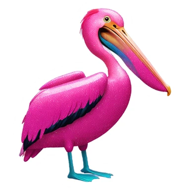 Hot pink pelican with glitter  sticker