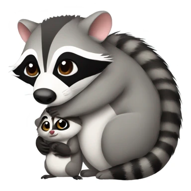 Possum hugging raccoon  sticker