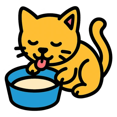 cat drinking milk icon with color and black outlines sticker