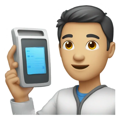 person scanning sticker