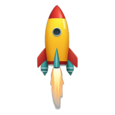 rocket in space with start on the background in a flat minimal style sticker