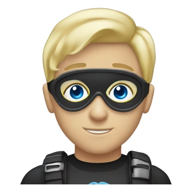 blue eyed boy blonde hair with a scuba mask sticker