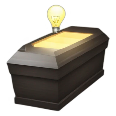 coffin with light bulb sticker