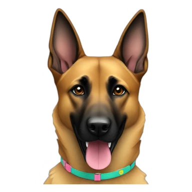 Female Belgian malinois, colourful collar sticker