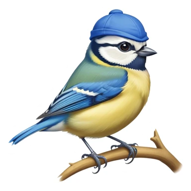 Eurasian blue tit bird with yellow belly and blue cap sticker