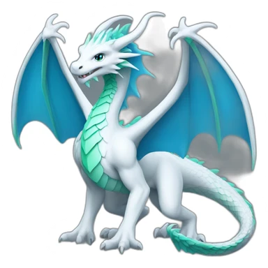White dragon with blue and green wings sticker