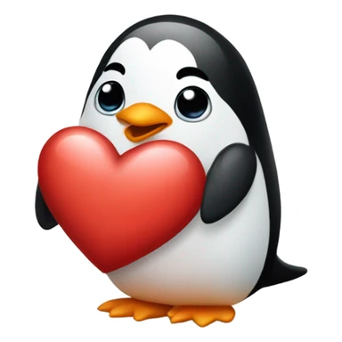 Penguin with heart kiss sticker
