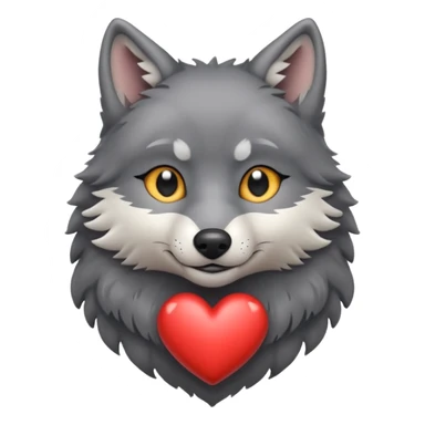 cute dark grey wolf inside heart sticker
