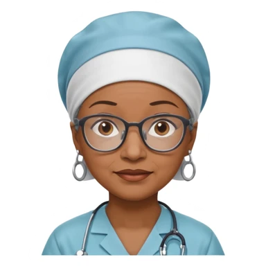 older black doctor woman with scrub cap not smiling sticker