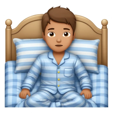 create emoji of a boywho is lying in the bed  in the morning and its time to wake up sticker