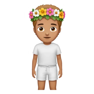 Man with flower crown and white shirt, body sticker