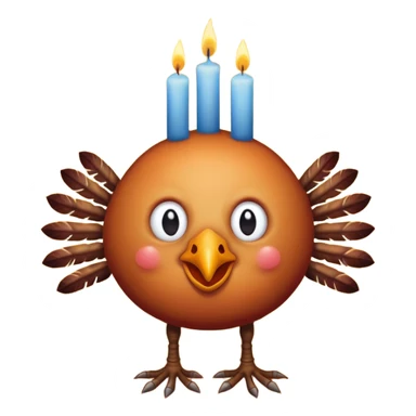 grotesque, round, turkey-like creature with turkey legs with a candle on its head. sticker