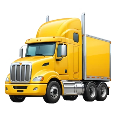 yellow semi truck three-quarters view sticker