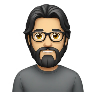 young white man with long black straight hair with big beard and glasses sticker