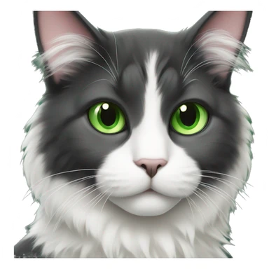 Fluffy Tuxedo cat with green eyes sticker