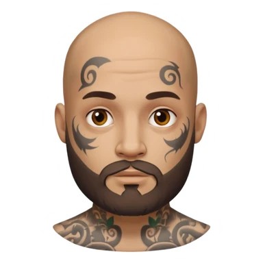 bald man with a beard and face tattoos sticker