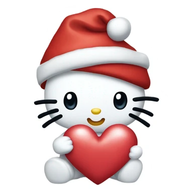 Hello kitty in a Santa hat holding a heart  sticker