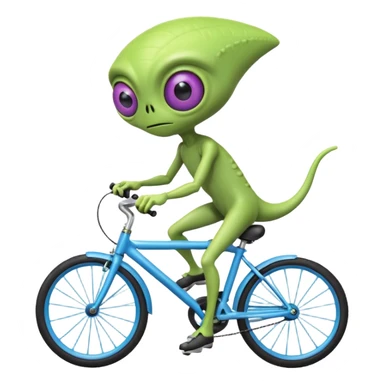 one-eyed alien riding a bicycle, large single eye, colorful skin, funny balance pose, cute sci-fi style, 3D cartoon, mobile game icon style, clean background, no text, no watermark
 sticker