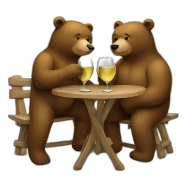 two bears drinking white wine sticker