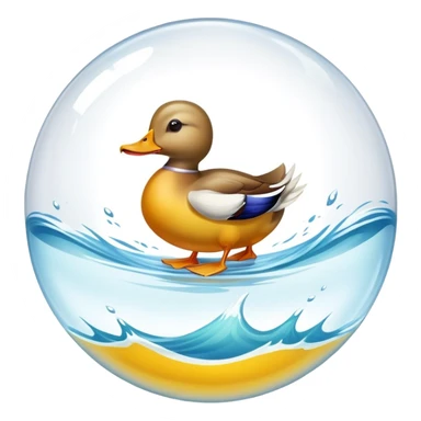 A large glass sphere a duck surfing inside sticker
