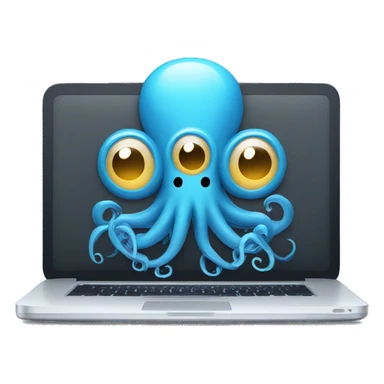 octopus typing on laptop sticker