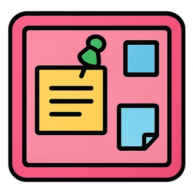 pink pin board minimal flat icon style sticker