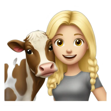 Blondie girl loving cow sticker