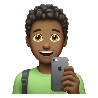 happy boy who holding iphone sticker