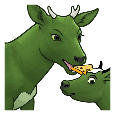 Deer eating a cow sticker