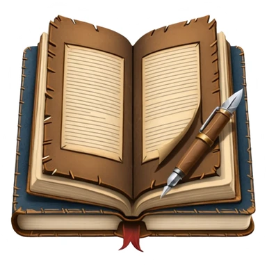 open history book with a quill pen sticker