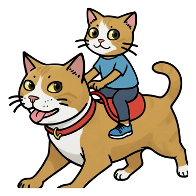 ￼Cat riding a dog sticker