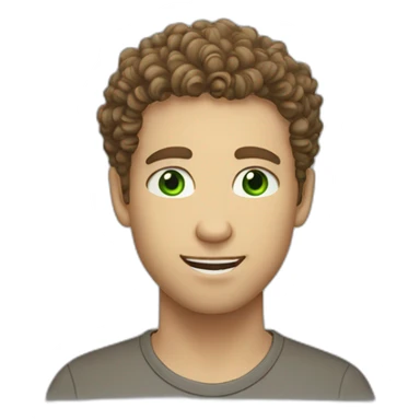 white man face green eyes brown curls fade haircut sticker