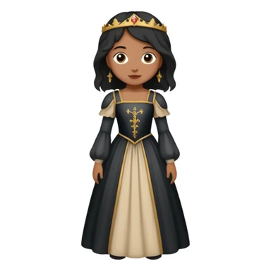 Crea a una chica de pelo corto color negro con vestido medieval sticker