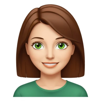 pretty middle age woman with green eyes and shoulder length straight brown hair casual sticker