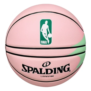White NBA Spalding basketball with minimal pastel pink and green swirl accents sticker