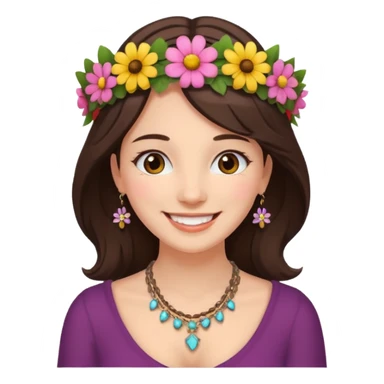 Women brunet with Flower Crown and Necklace sticker