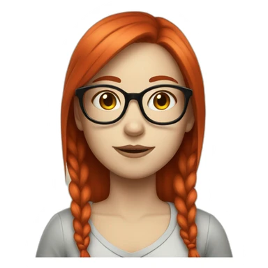 Girl in glasses red hair white skin  sticker