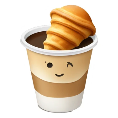 Disposable cup with cappuccino and croissant sticker