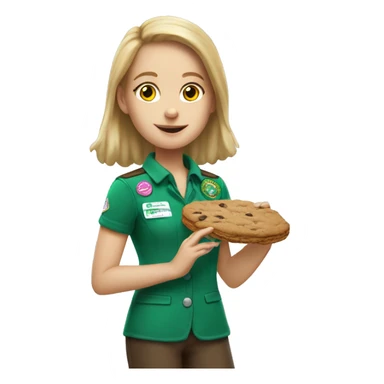 white girl scout selling cookie sticker