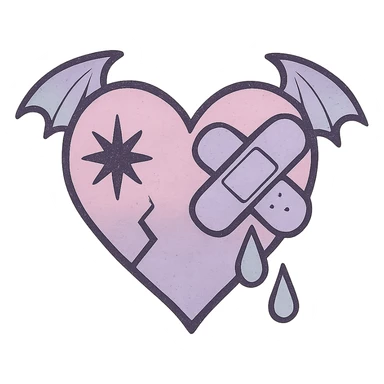 emo heart, pastel colors sticker