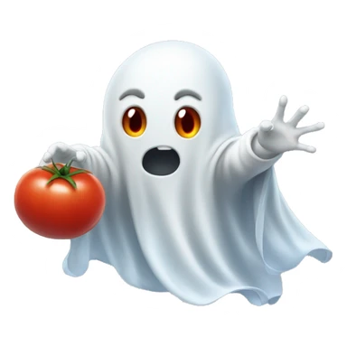 Cute Ghost throwing tomato sticker